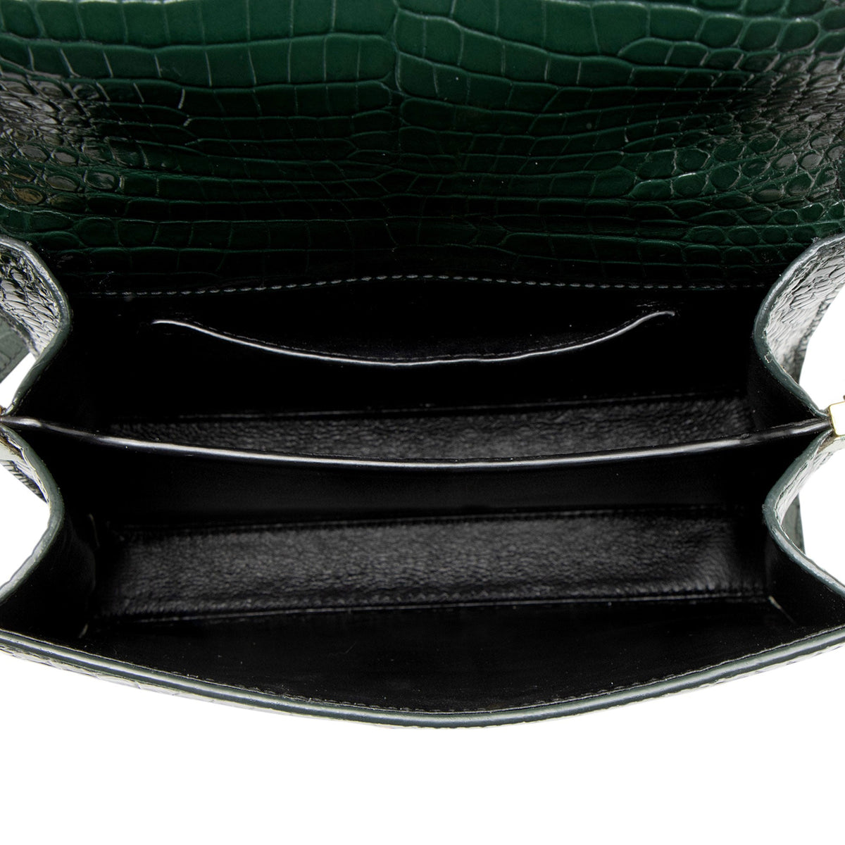 Saint Laurent Croc Embossed Leather Monogram Cassandra Mini Top Handle