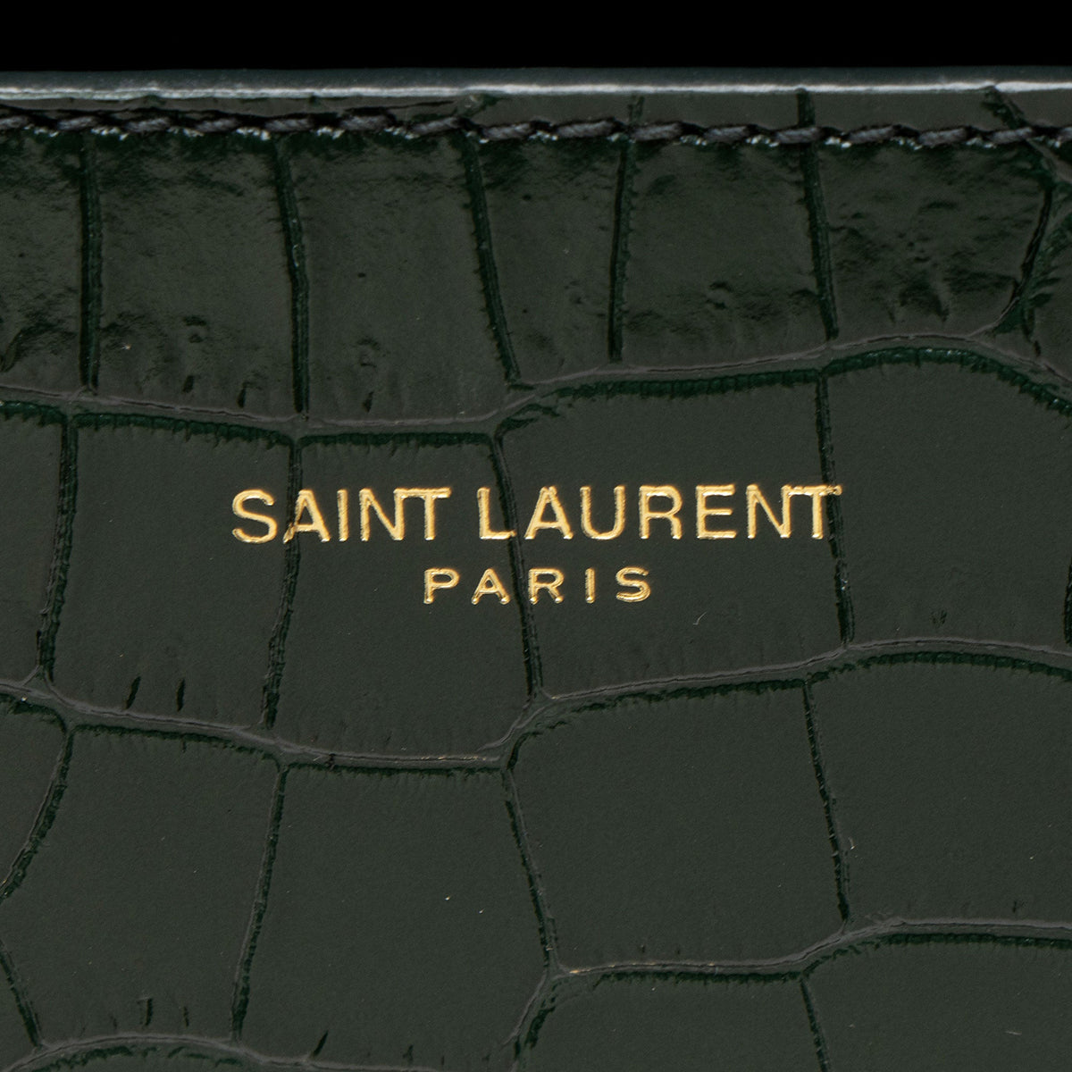 Saint Laurent Croc Embossed Leather Monogram Cassandra Mini Top Handle