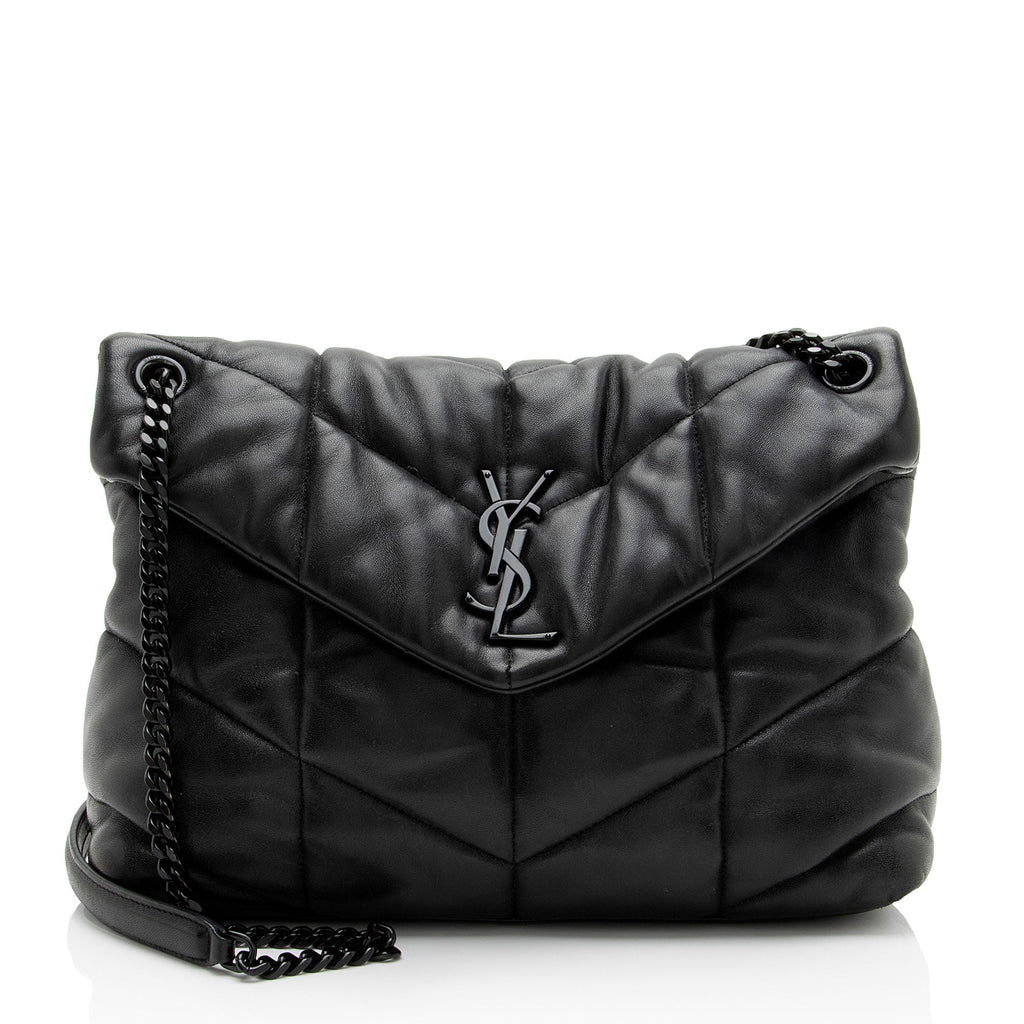 Saint Laurent Lambskin Monogram Puffer LouLou Medium Shoulder Bag