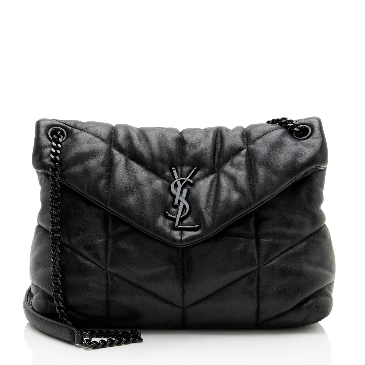 Saint Laurent Lambskin Monogram Puffer LouLou Medium Shoulder Bag