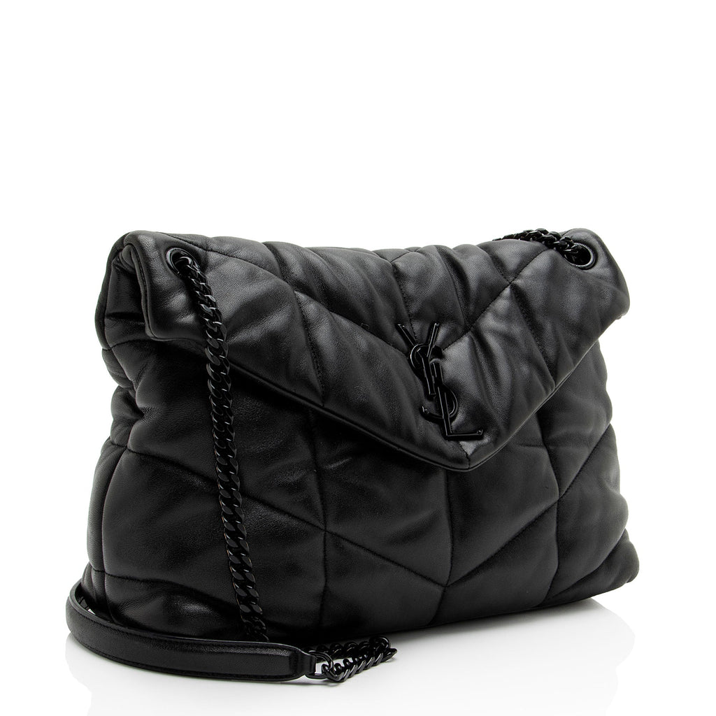 Saint Laurent Lambskin Monogram Puffer LouLou Medium Shoulder Bag