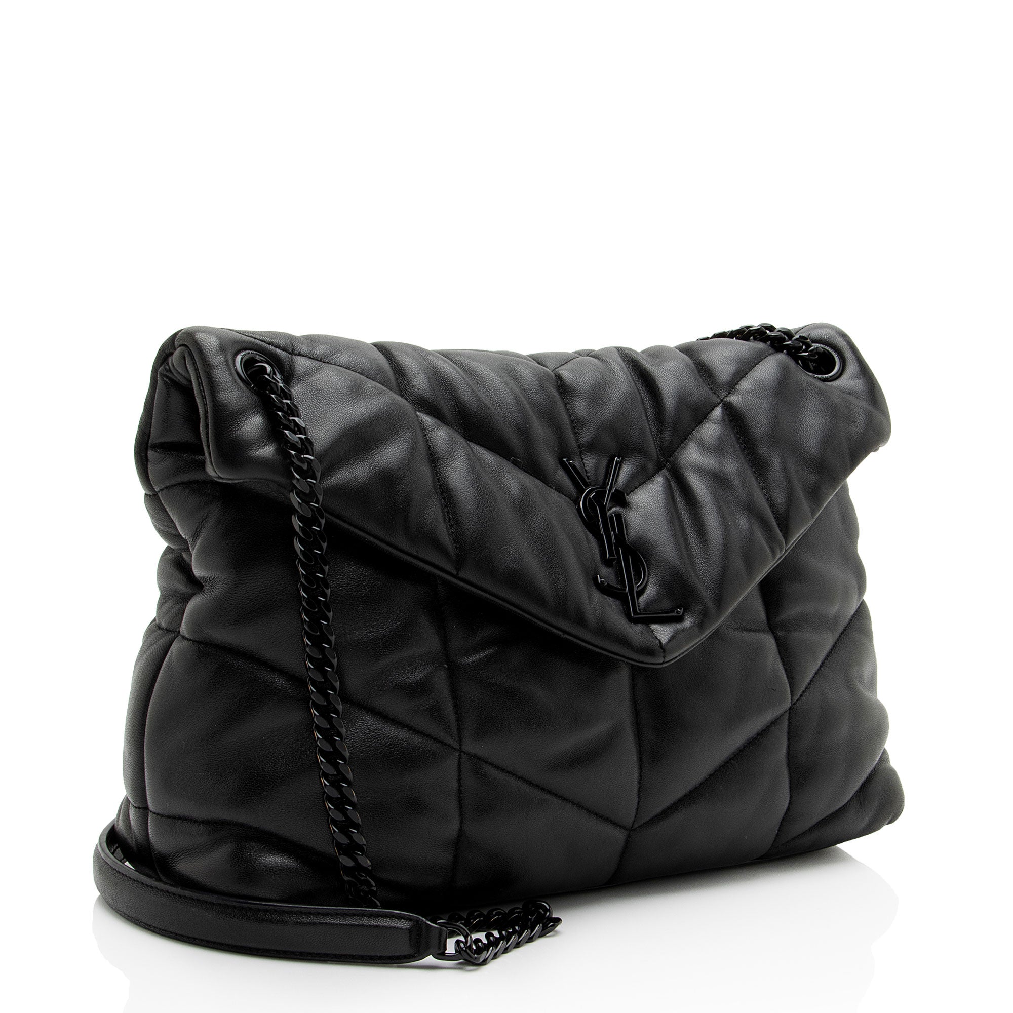 Saint Laurent Lambskin Monogram Puffer LouLou Medium Shoulder Bag