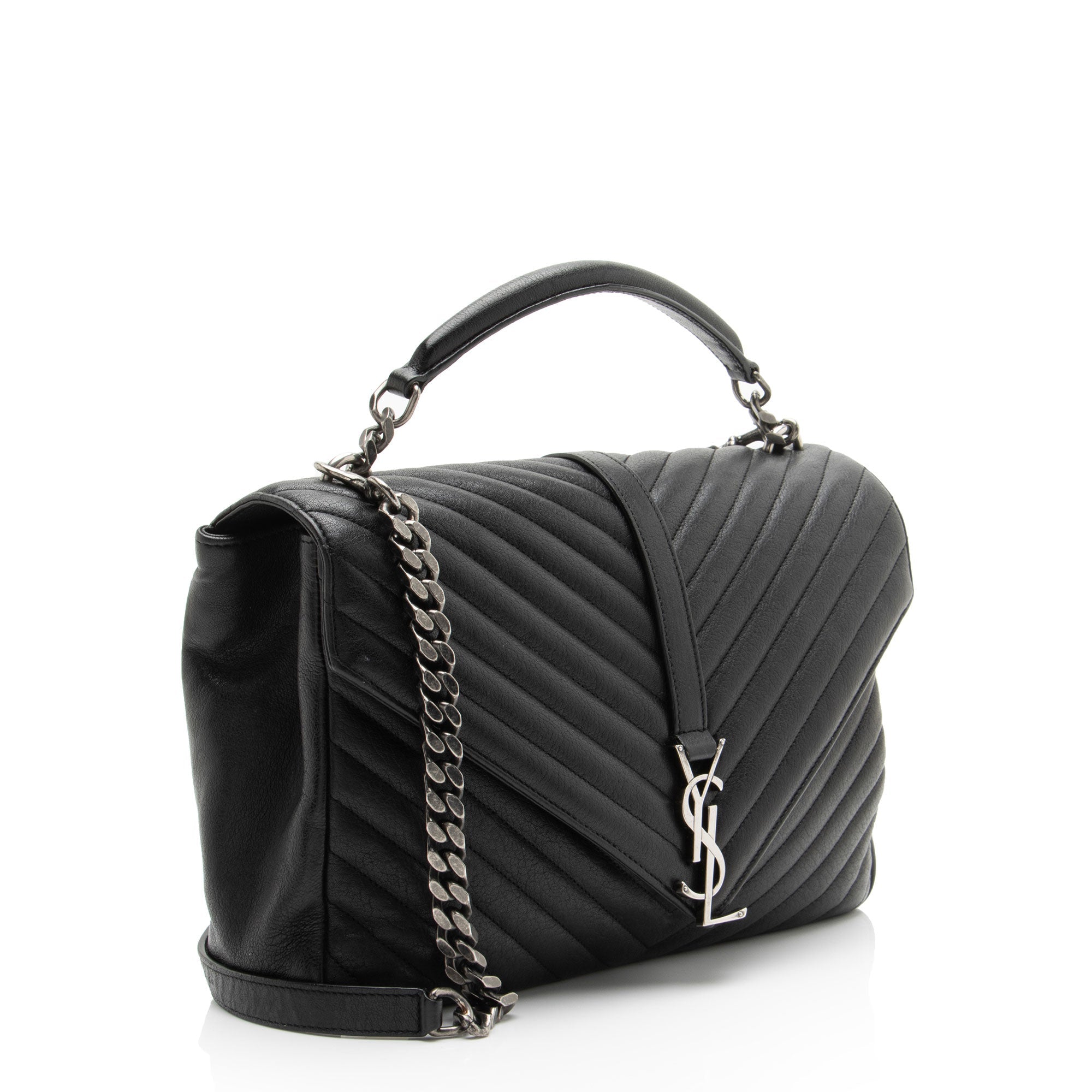 Saint Laurent Matelasse Calfskin Monogram College Large Shoulder Bag