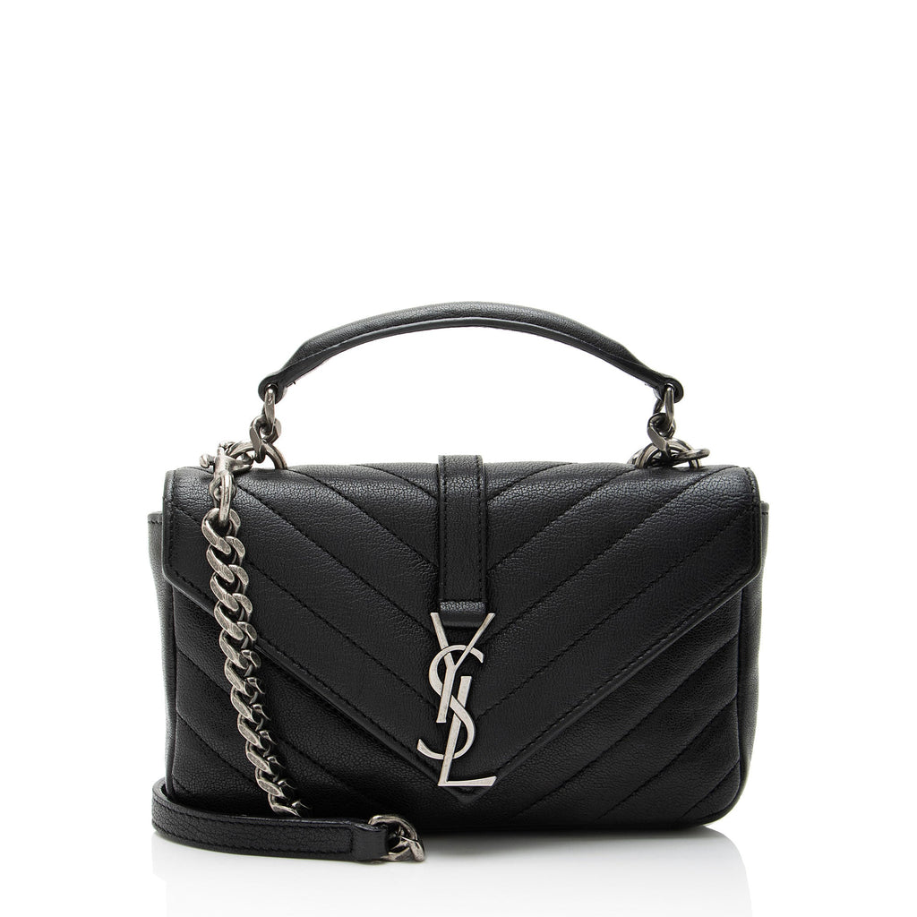 Saint Laurent Matelasse Calfskin Monogram College Mini Shoulder Bag