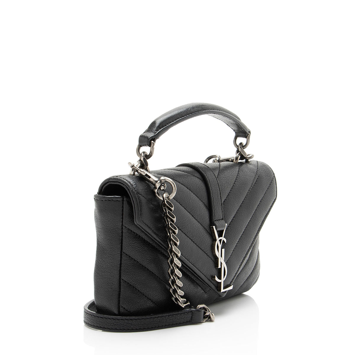 Saint Laurent Matelasse Calfskin Monogram College Mini Shoulder Bag