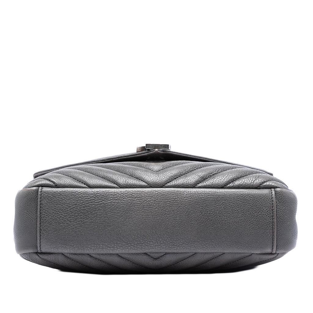 Saint Laurent Medium Chevron Sheepskin Monogram College Satchel