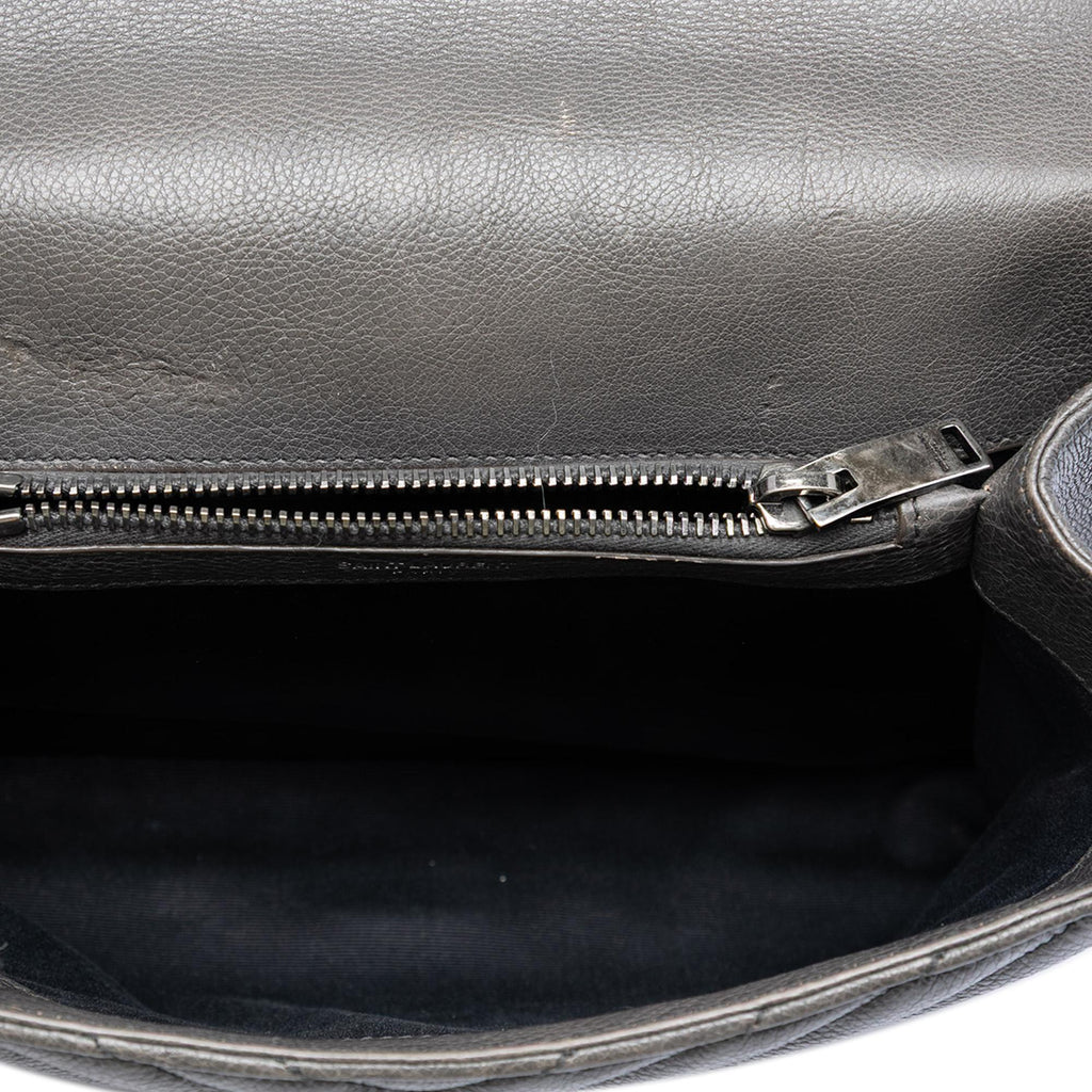 Saint Laurent Medium Chevron Sheepskin Monogram College Satchel