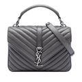Saint Laurent Medium Chevron Sheepskin Monogram College Satchel