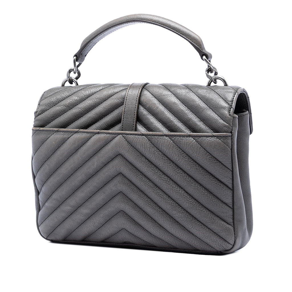 Saint Laurent Medium Chevron Sheepskin Monogram College Satchel