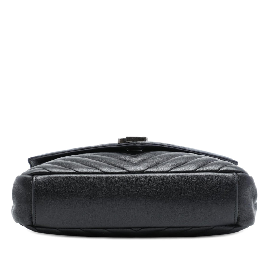 Saint Laurent Medium Chevron Sheepskin Monogram College Satchel