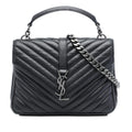 Saint Laurent Medium Chevron Sheepskin Monogram College Satchel