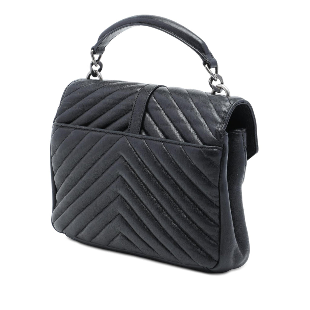 Saint Laurent Medium Chevron Sheepskin Monogram College Satchel