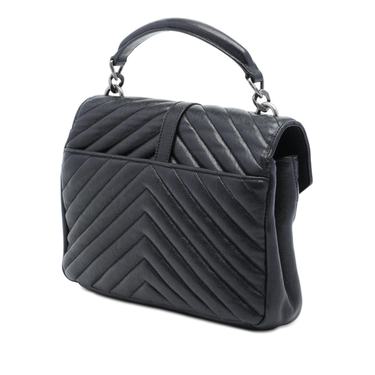 Saint Laurent Medium Chevron Sheepskin Monogram College Satchel
