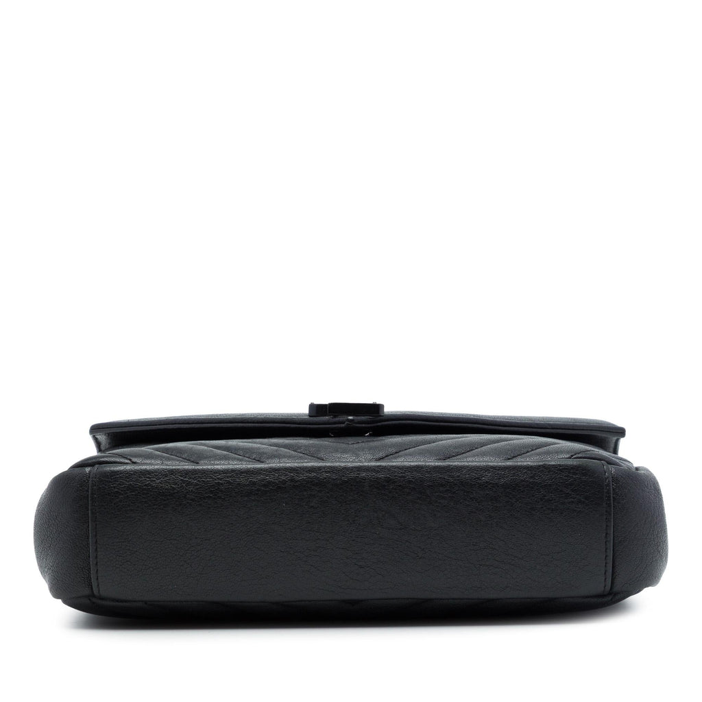 Saint Laurent Medium Chevron Sheepskin  Monogram Monochrome College Bag