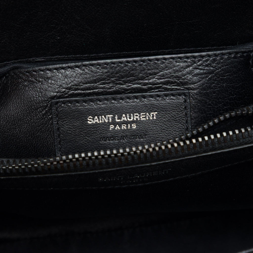 Saint Laurent Medium Chevron Sheepskin  Monogram Monochrome College Bag