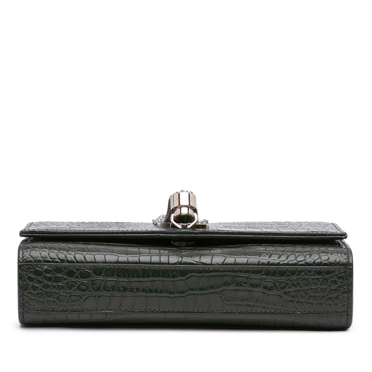 Saint Laurent Medium Croc Embossed Leather Kate Tassel Crossbody