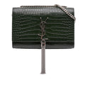 Saint Laurent Medium Croc Embossed Leather Kate Tassel Crossbody