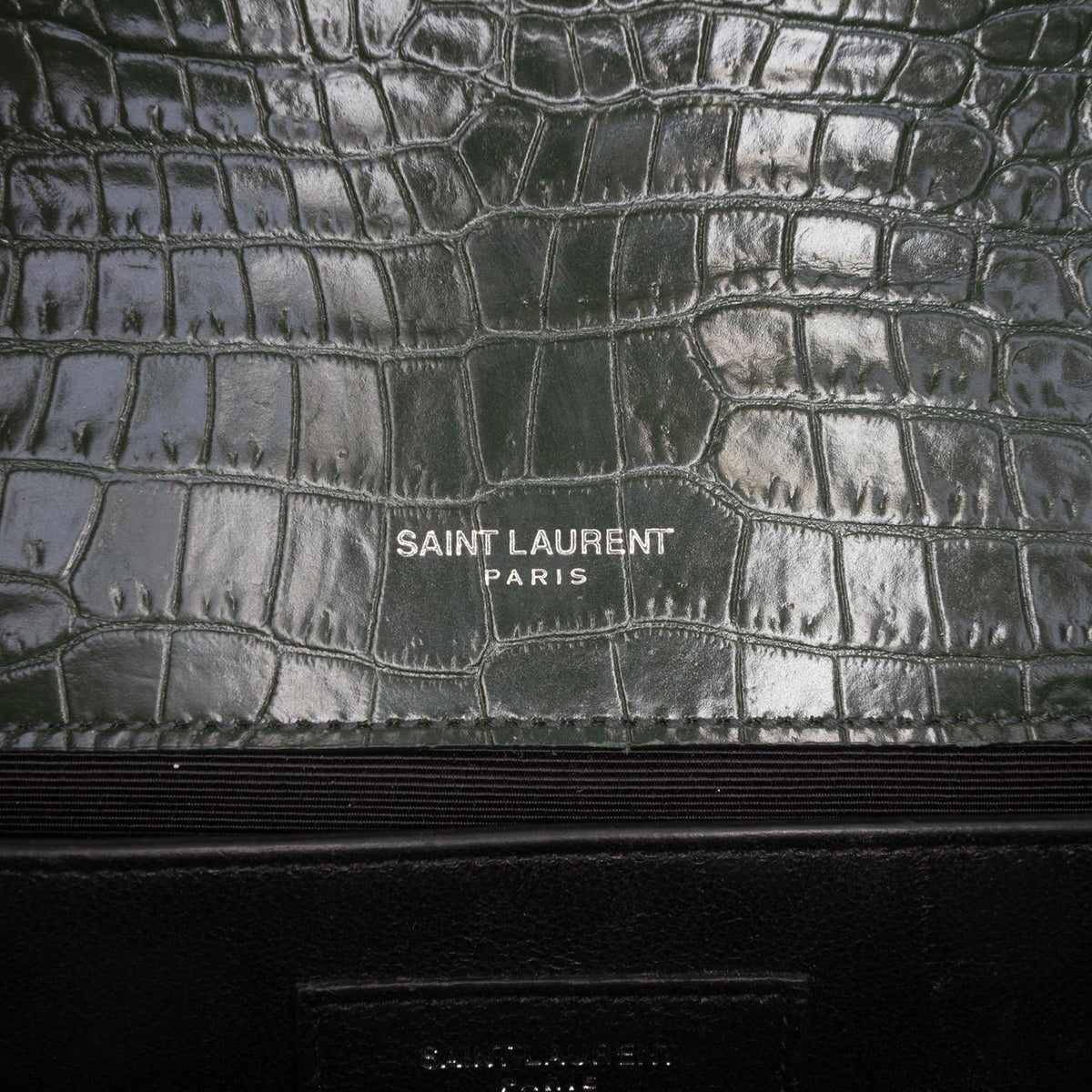 Saint Laurent Medium Croc Embossed Leather Kate Tassel Crossbody