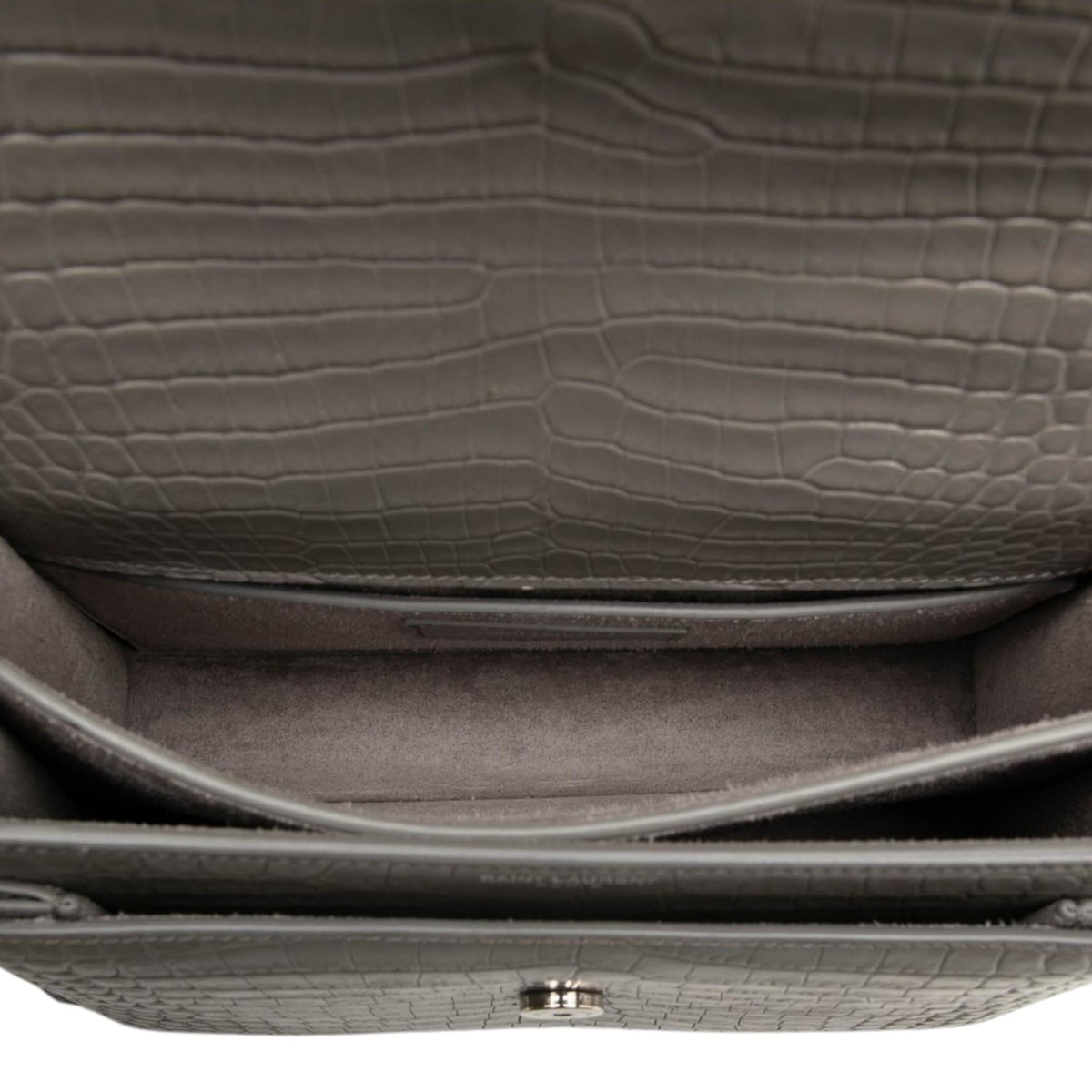 Saint Laurent Medium Croc Embossed Leather Monogram Sunset Crossbody