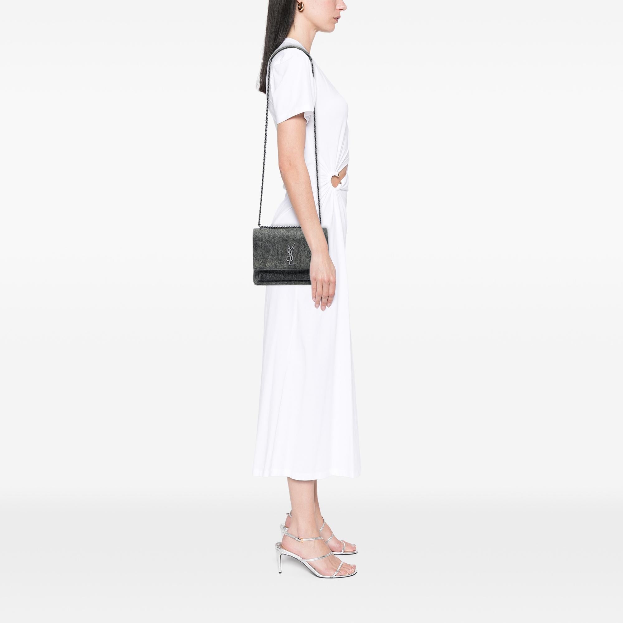 Saint Laurent Medium Denim Monogram Sunset Crossbody