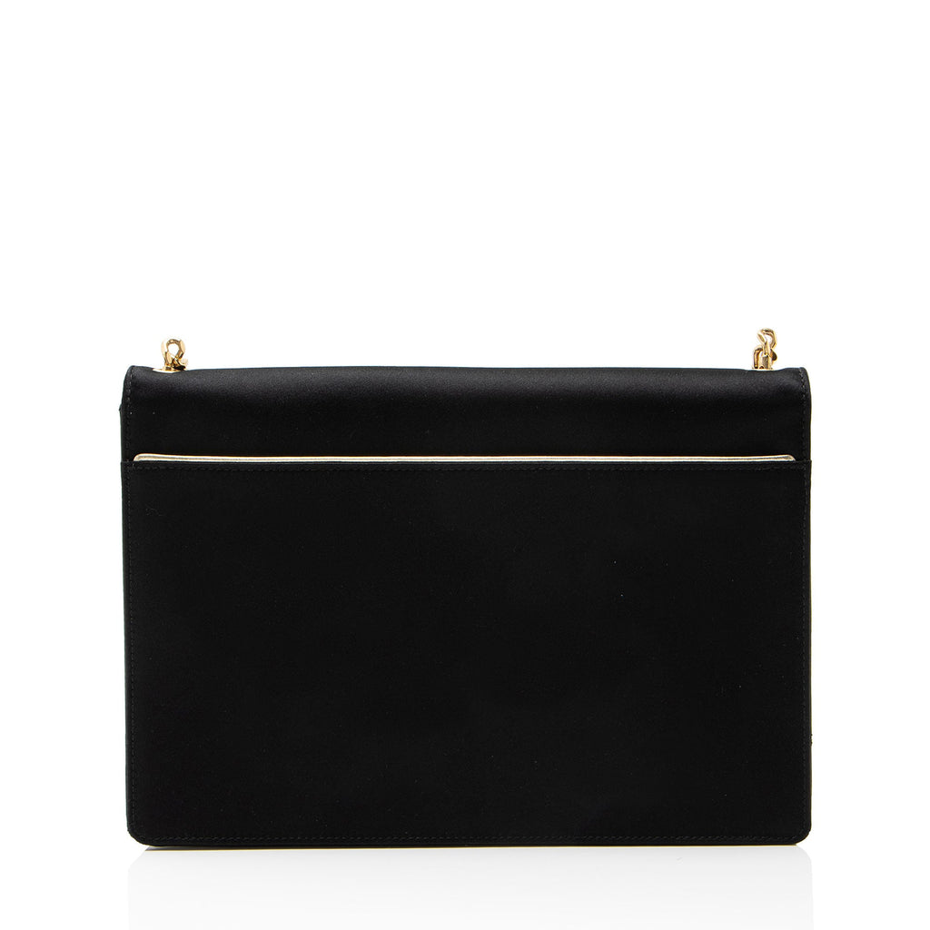 Saint Laurent Satin Monogram Gaby Chain Envelope Bag