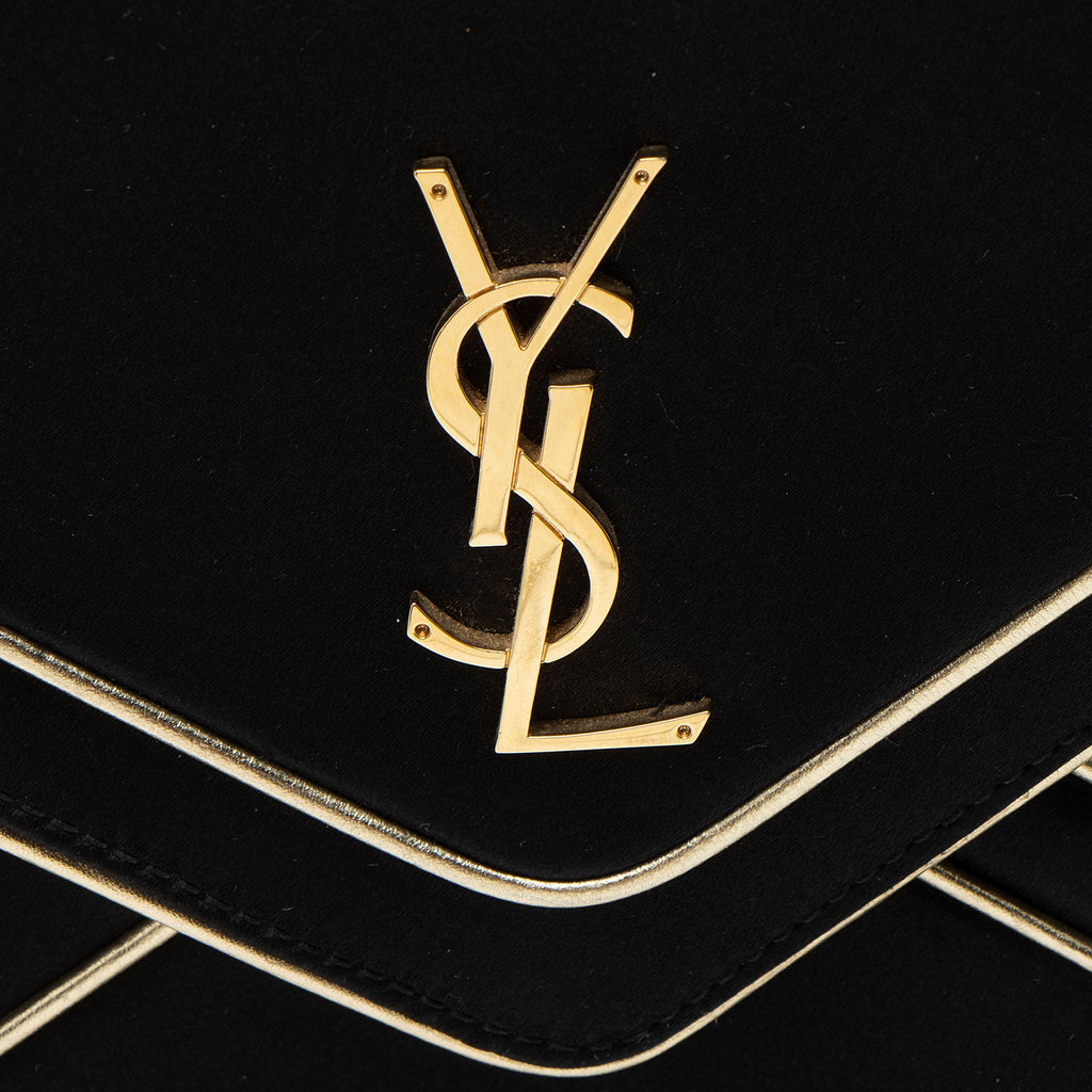Saint Laurent Satin Monogram Gaby Chain Envelope Bag