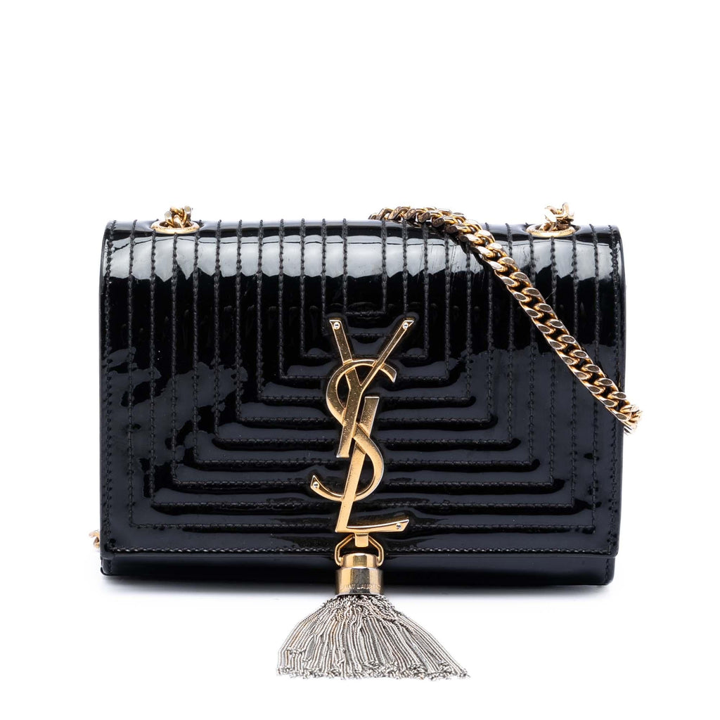 Saint Laurent Small Quilted Patent Monogram Kate Tassel Crossbody