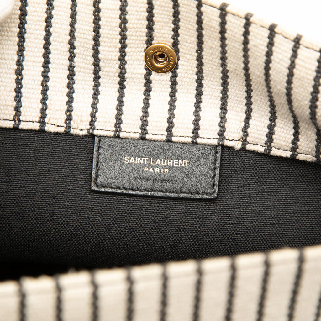 Saint Laurent Striped Canvas Rive Gauche Bucket Bag