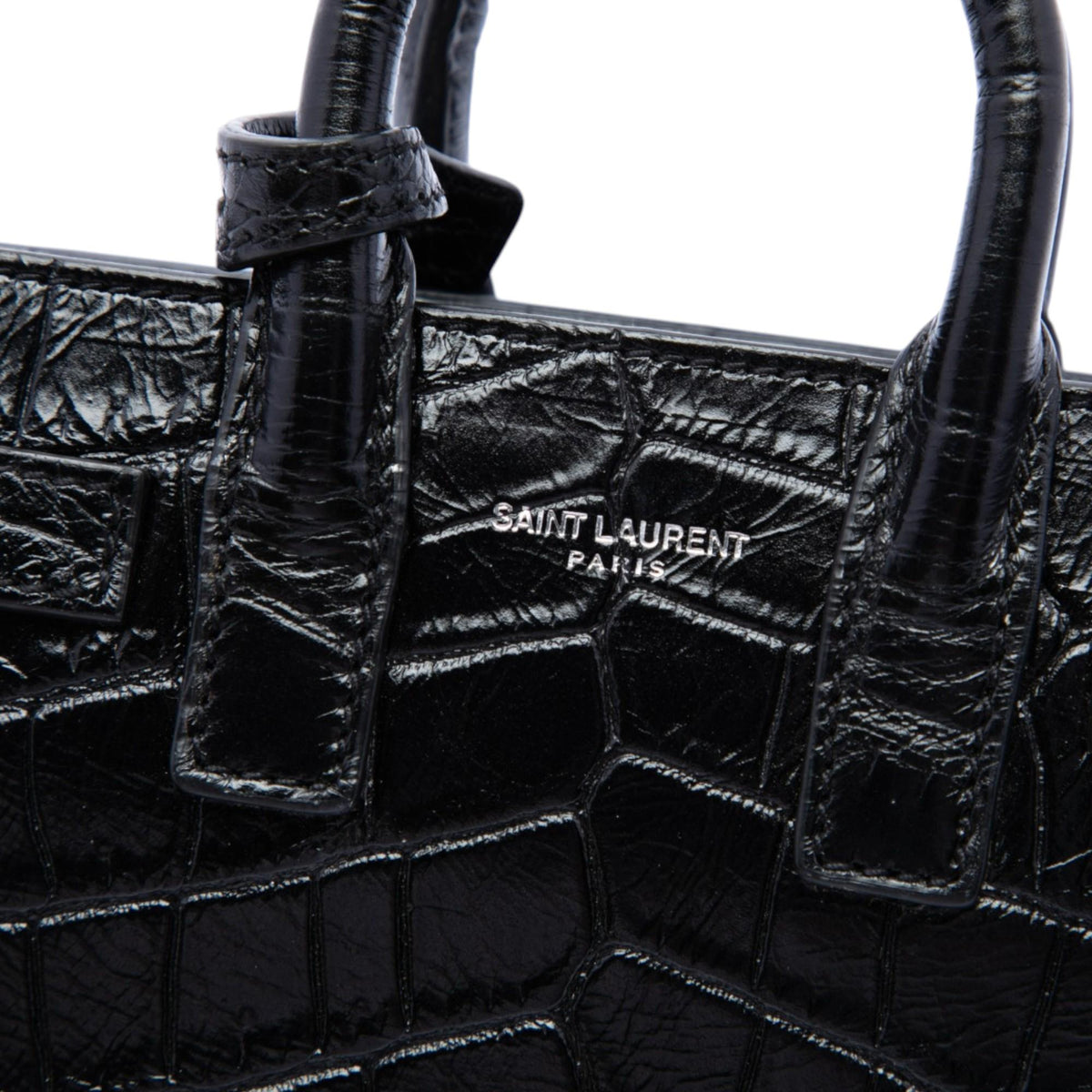 Saint Laurent Toy Croc Embossed Leather Sac De Jour Satchel