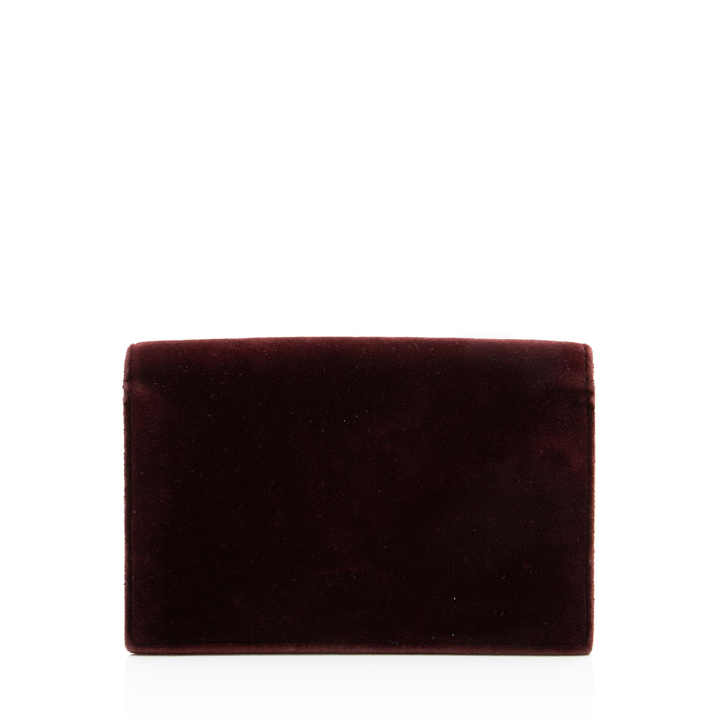 Saint Laurent Velvet Crystal Monogram Kate Tassel Chain Wallet