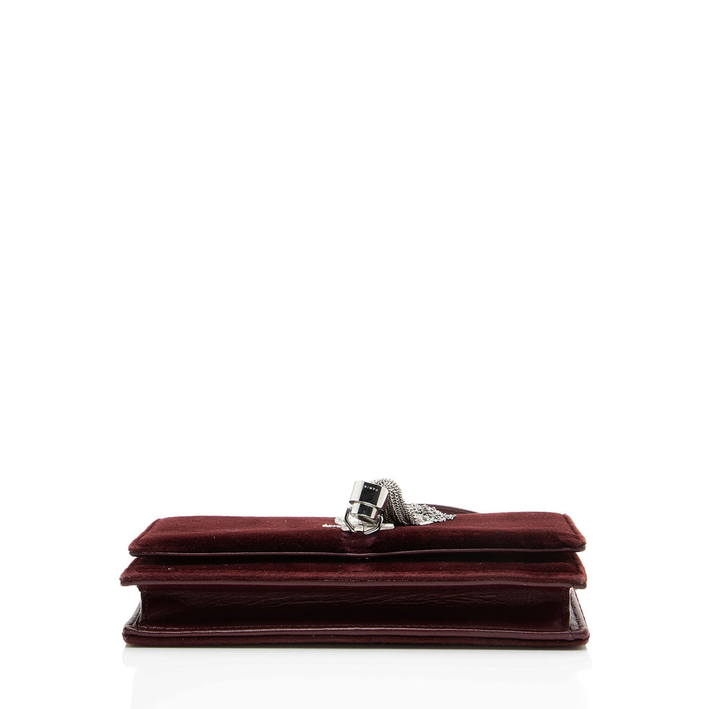 Saint Laurent Velvet Crystal Monogram Kate Tassel Chain Wallet