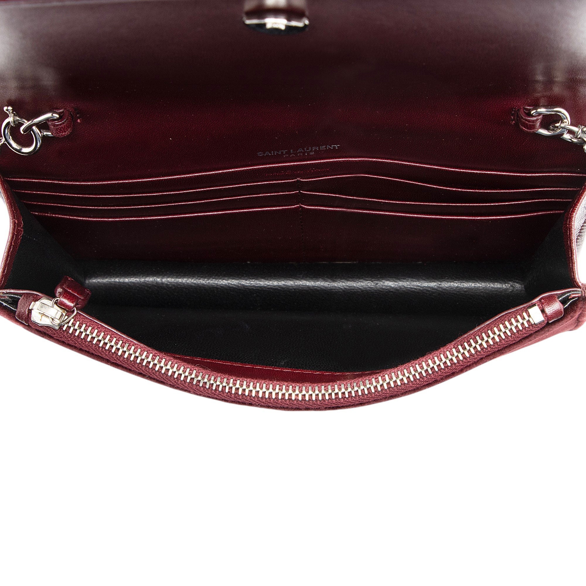 Saint Laurent Velvet Crystal Monogram Kate Tassel Chain Wallet