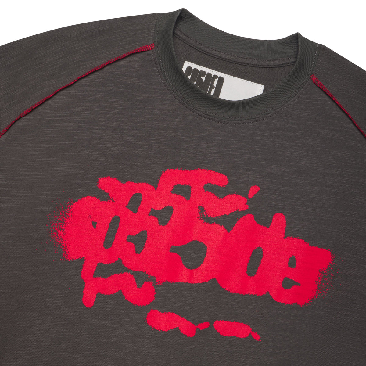 CONTRAST STITCH SLUB TEE
