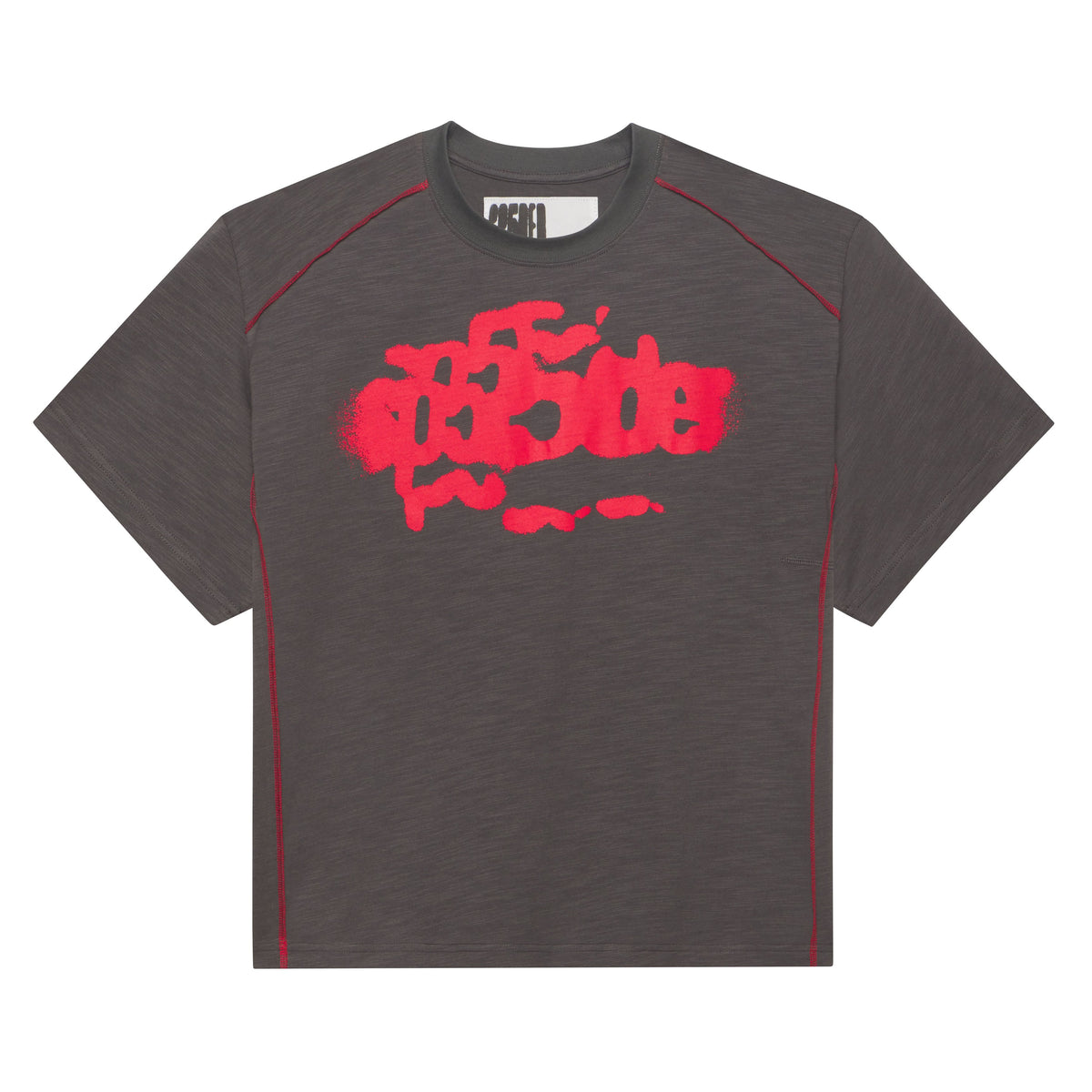 CONTRAST STITCH SLUB TEE