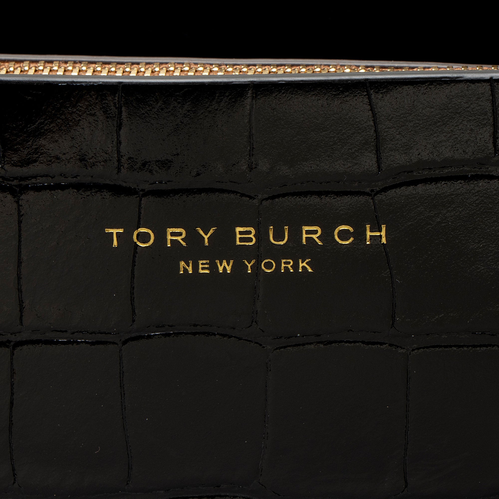 Tory Burch Croc Embossed Leather Perry Triple Compartment Tote