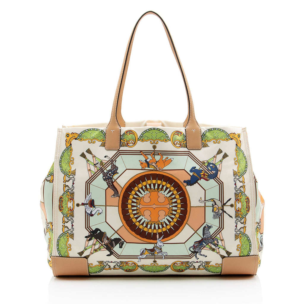 Tory Burch Printed Nylon Leather Ella Tote