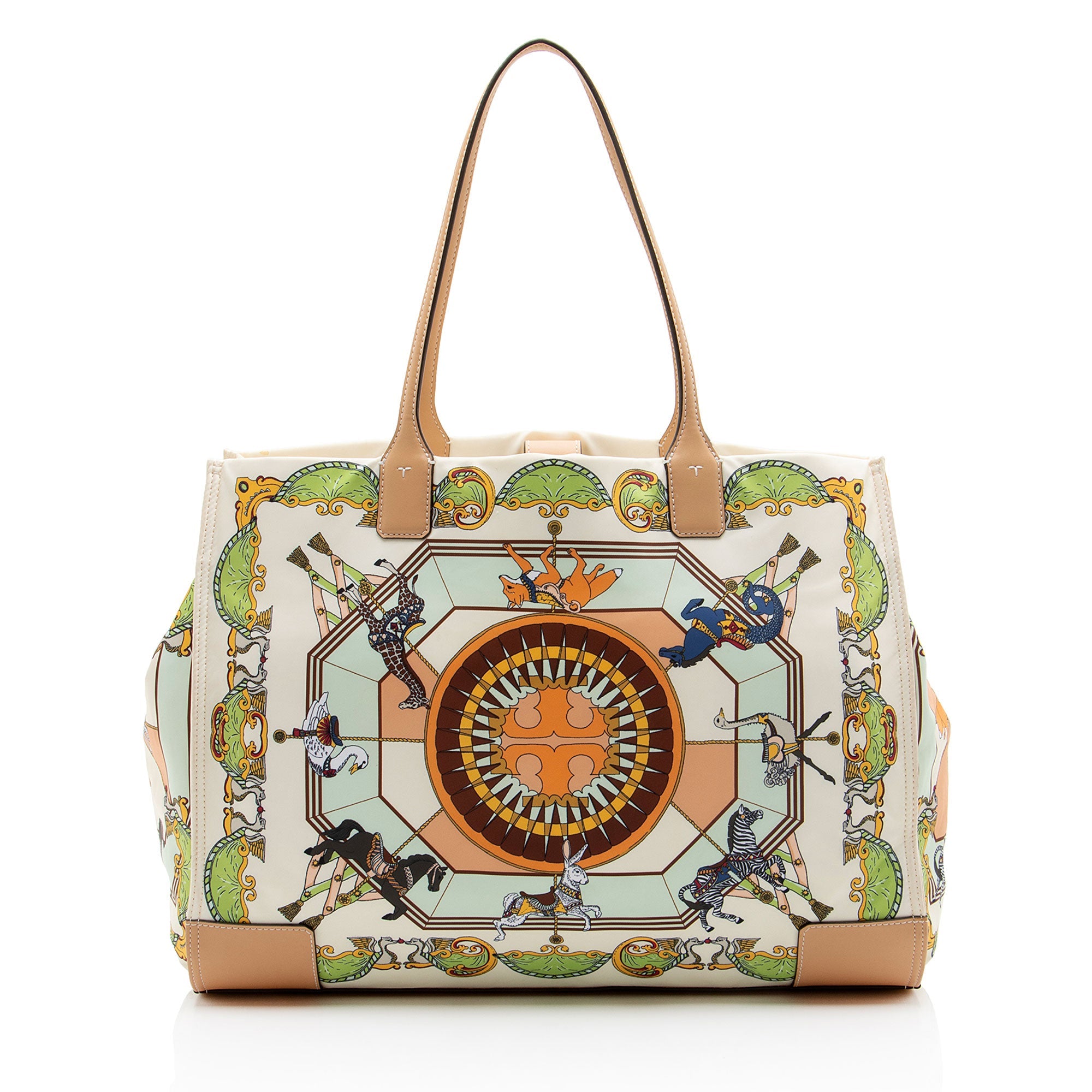 Tory Burch Printed Nylon Leather Ella Tote