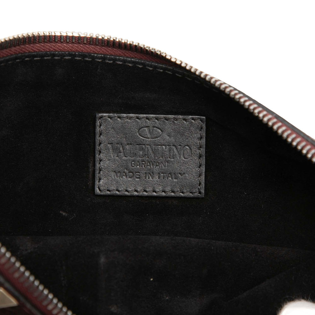 Valentino Grained Calfskin Rockstud Camouflage Zip Clutch
