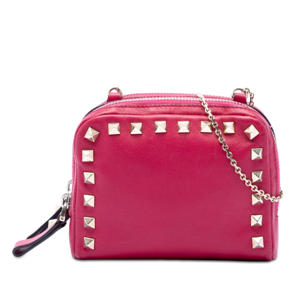 Valentino Leather Rockstud Double Zip Chain Crossbody