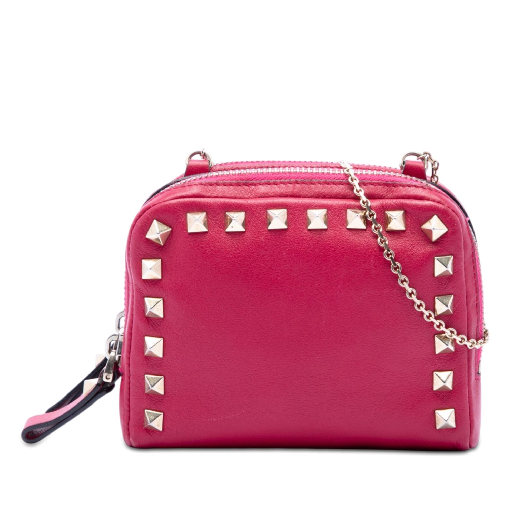 Valentino Leather Rockstud Double Zip Chain Crossbody