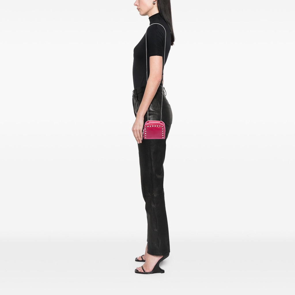 Valentino Leather Rockstud Double Zip Chain Crossbody