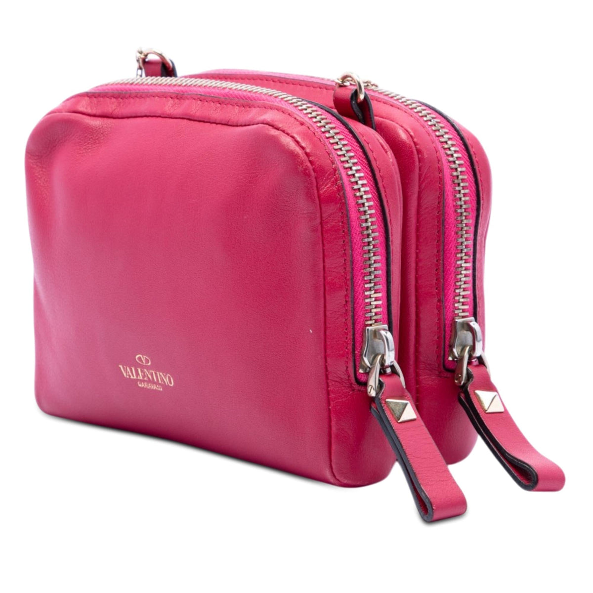 Valentino Leather Rockstud Double Zip Chain Crossbody