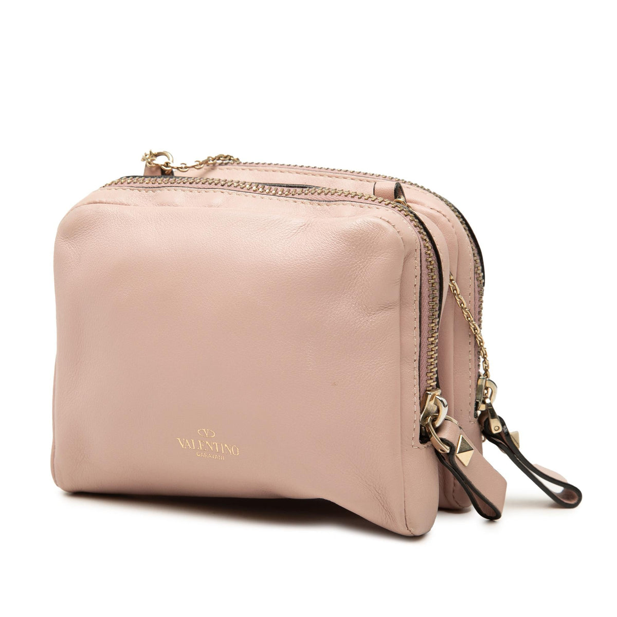 Valentino Leather Rockstud Double Zip Crossbody