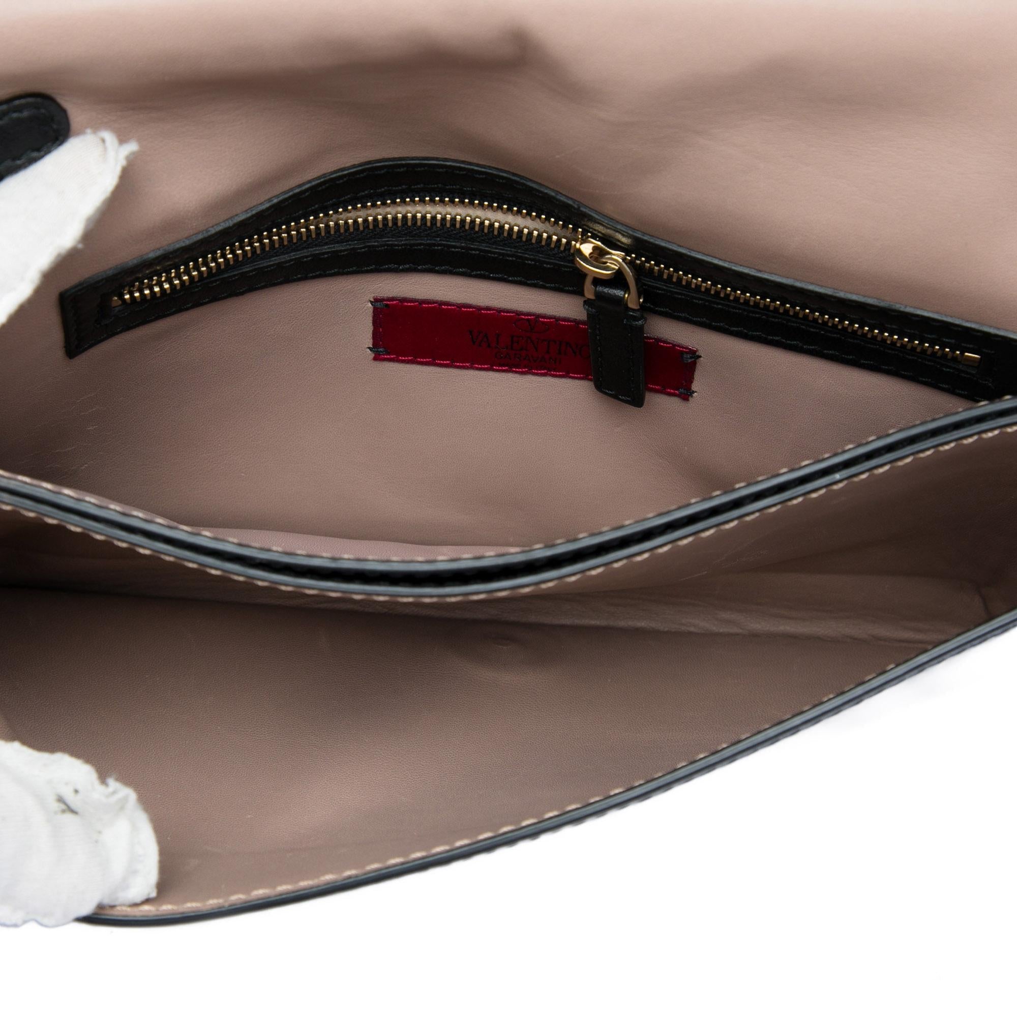 Valentino Leather Rockstud Flap Clutch