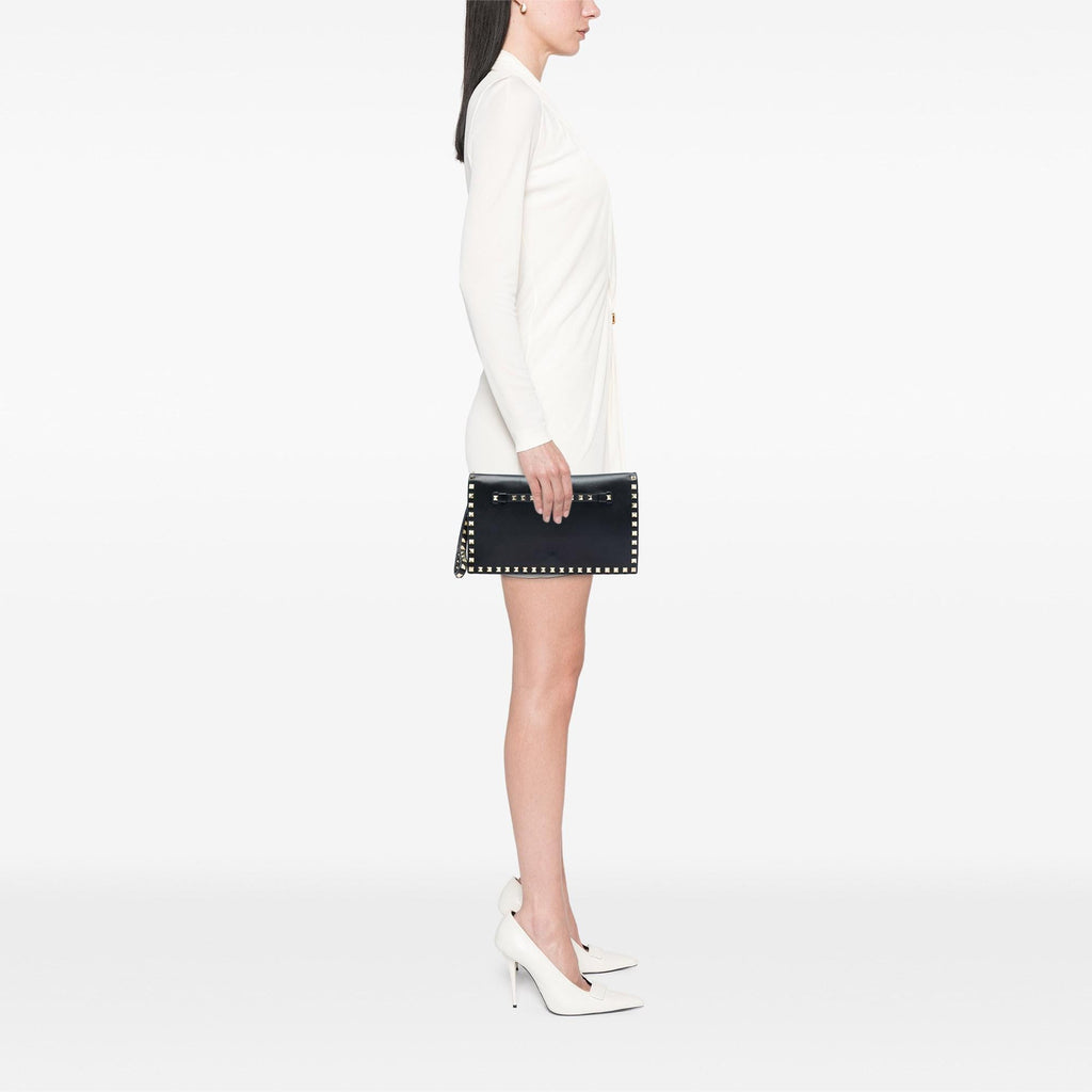 Valentino Leather Rockstud Flap Clutch