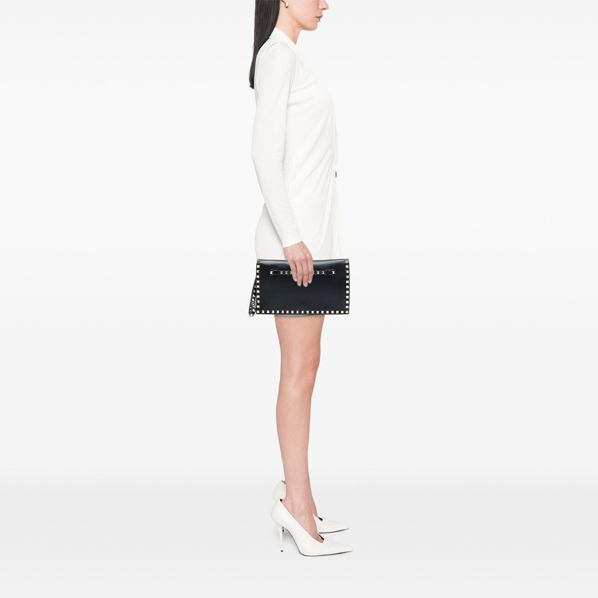 Valentino Leather Rockstud Flap Clutch