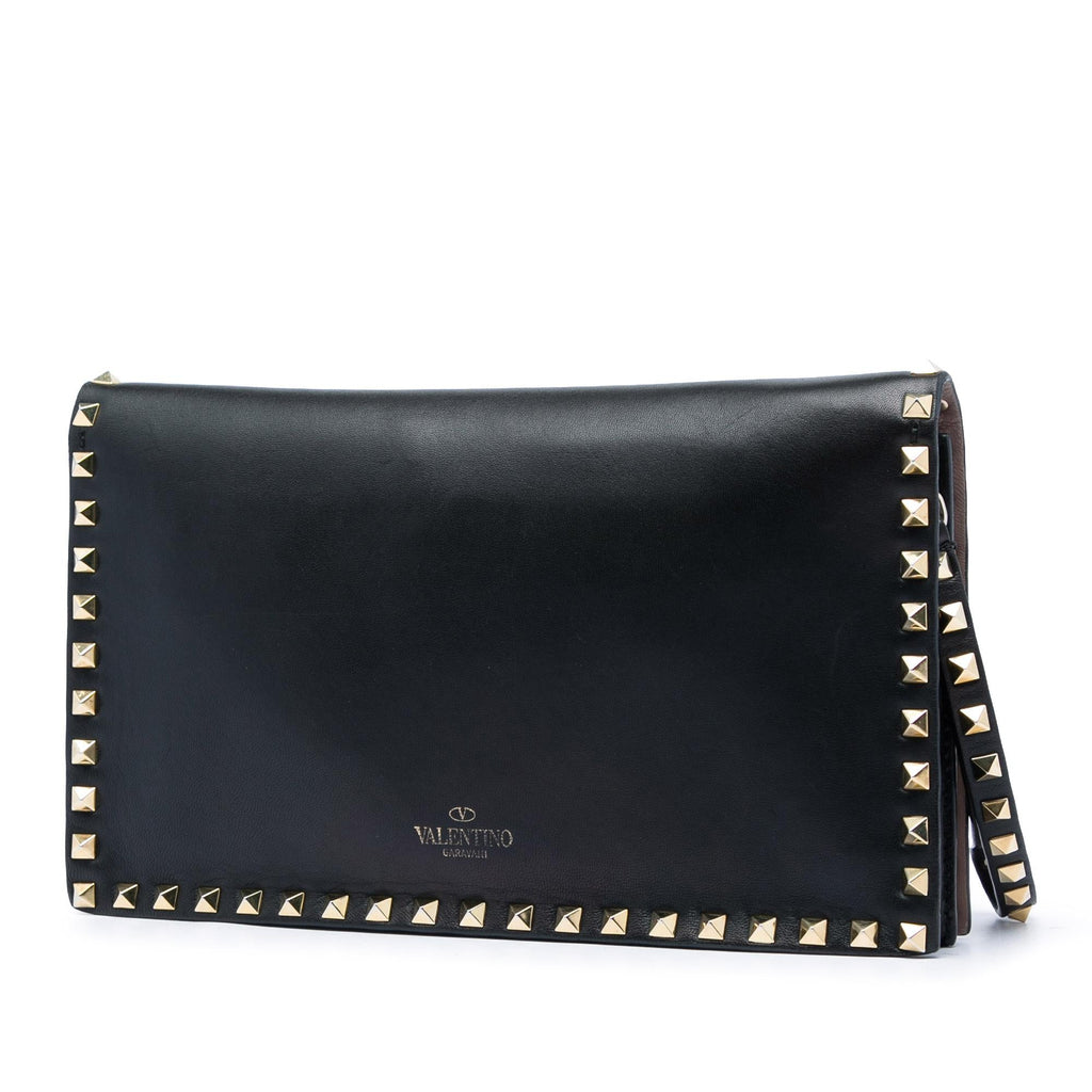 Valentino Leather Rockstud Flap Clutch