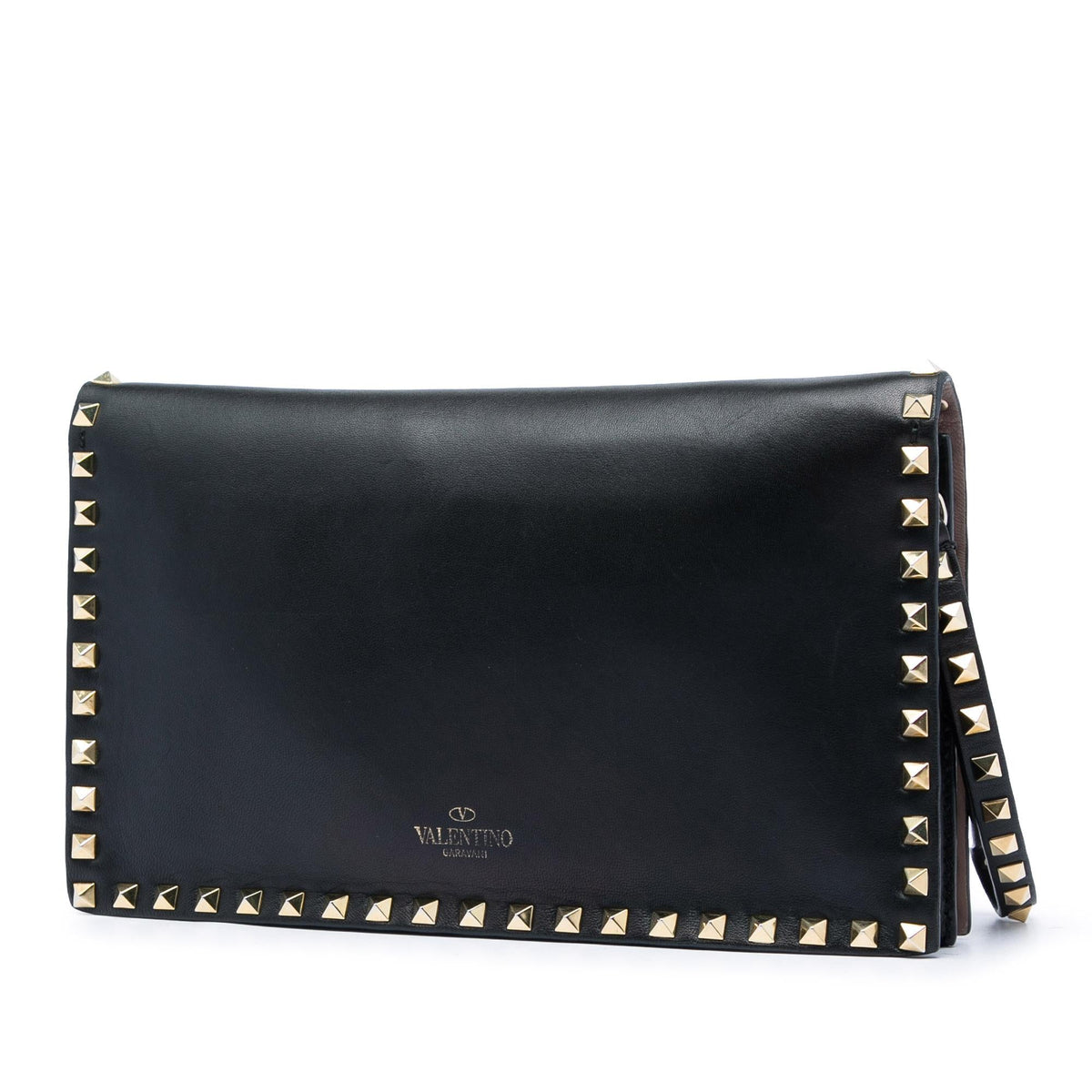 Valentino Leather Rockstud Flap Clutch