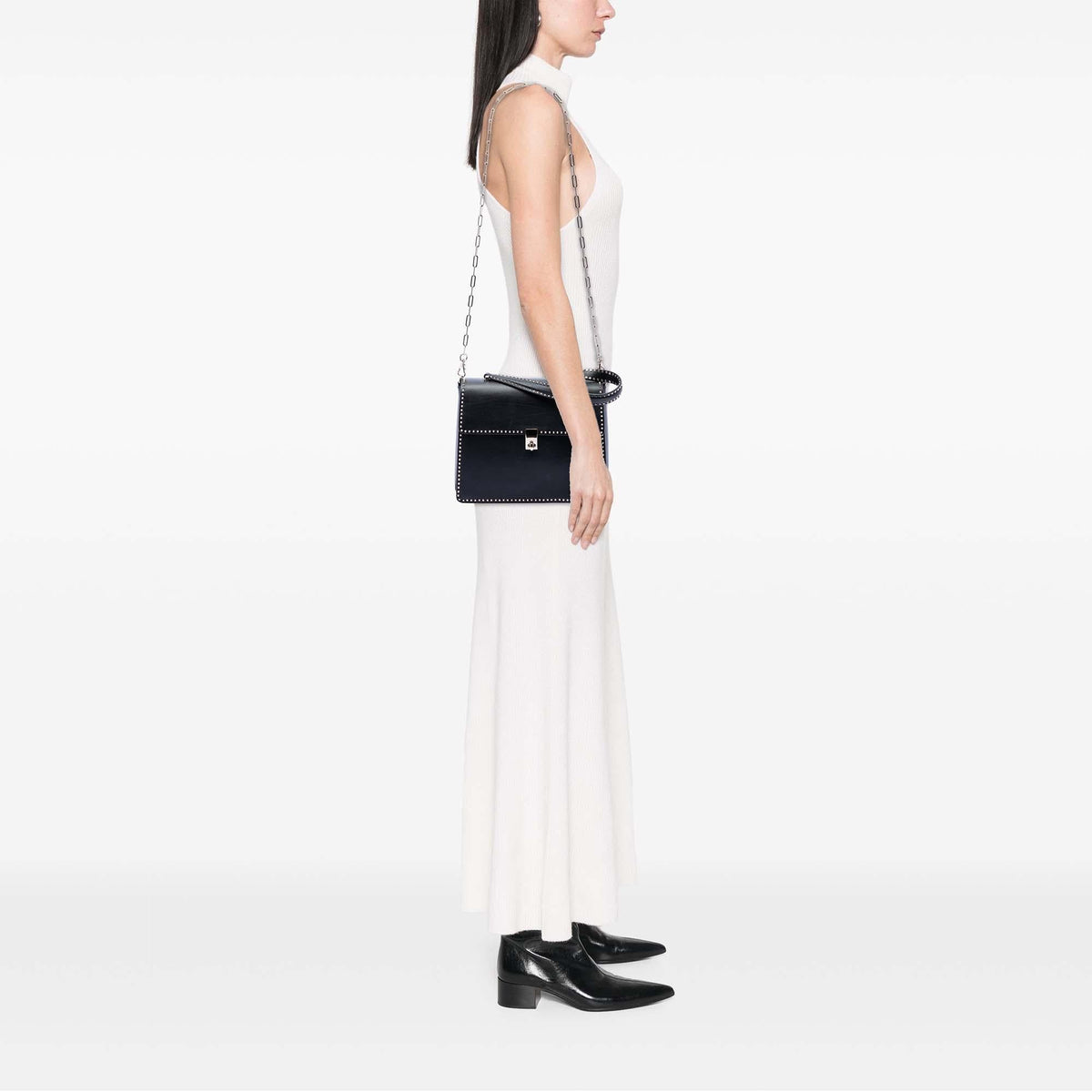 Valentino Leather Rockstud Top Handle Bag