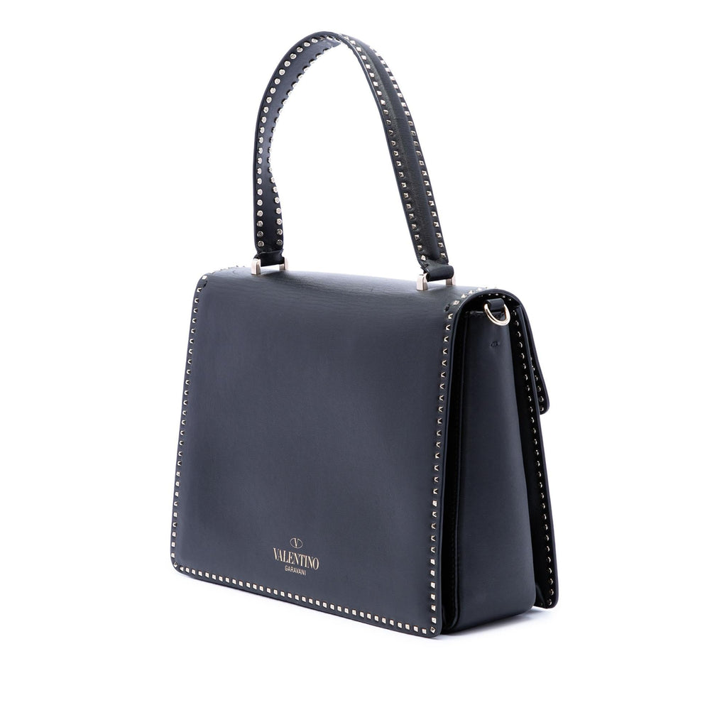 Valentino Leather Rockstud Top Handle Bag